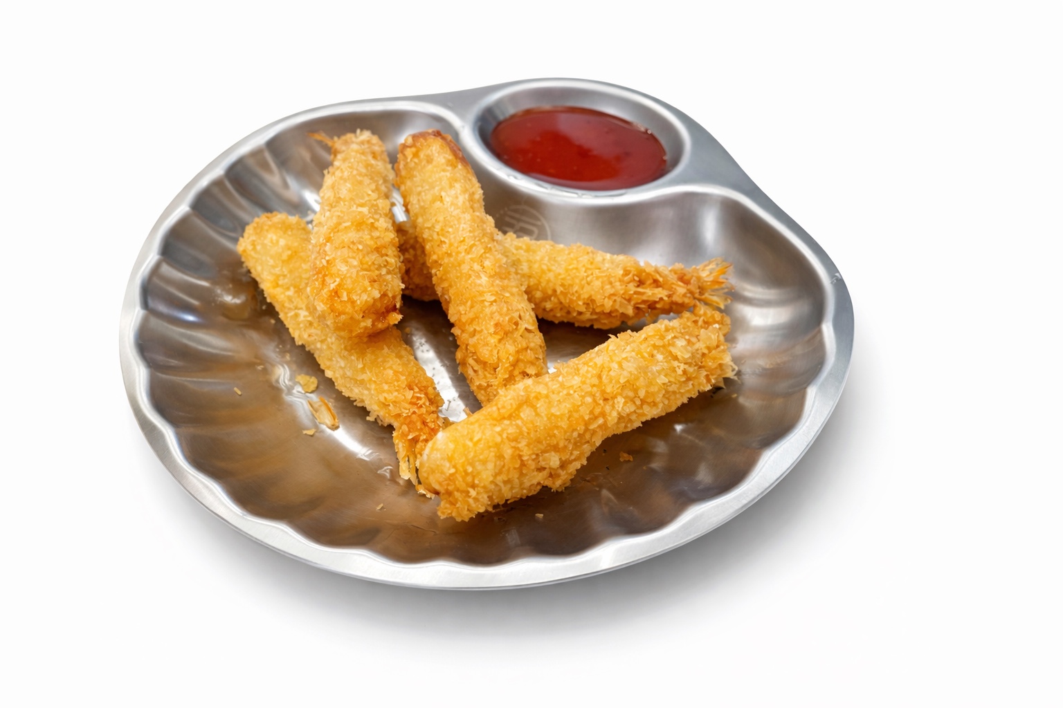 Golden Crispy Shrimp em prato dividido